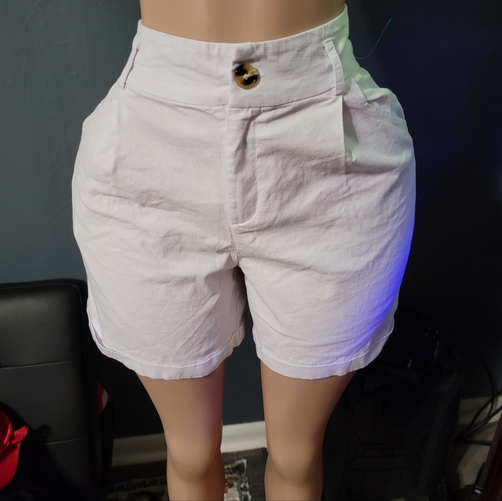 Elegant High-Waisted White Shorts for Women